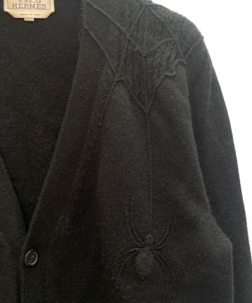 HERMES（エルメス）HERMES (エルメス) スパイダー 刺繍 カーディガン ブラック サイズ:Sの古着・服飾アイテム