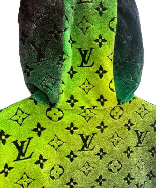 LOUIS VUITTON（ルイ ヴィトン）LOUIS VUITTON (ルイ ヴィトン) モノグラム ジップ ベルベット フーディ ブラック×グリーン サイズ:Mの古着・服飾アイテム