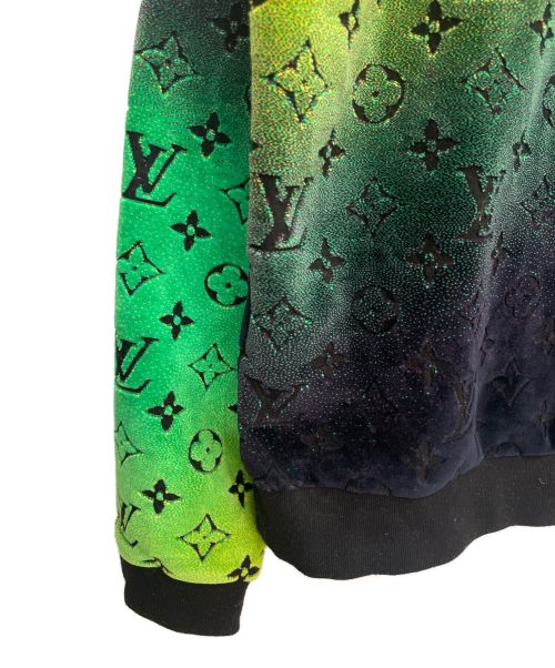 LOUIS VUITTON（ルイ ヴィトン）LOUIS VUITTON (ルイ ヴィトン) モノグラム ジップ ベルベット フーディ ブラック×グリーン サイズ:Mの古着・服飾アイテム