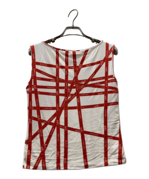 HERMES（エルメス）HERMES (エルメス) ノースリーブカットソー レッド×ホワイト サイズ:SMの古着・服飾アイテム