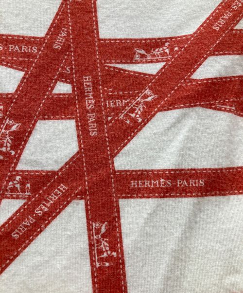 HERMES（エルメス）HERMES (エルメス) ノースリーブカットソー レッド×ホワイト サイズ:SMの古着・服飾アイテム