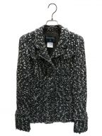 CHANELシャネル）の古着「Coco button tweed jacket」｜ブラック×ホワイト