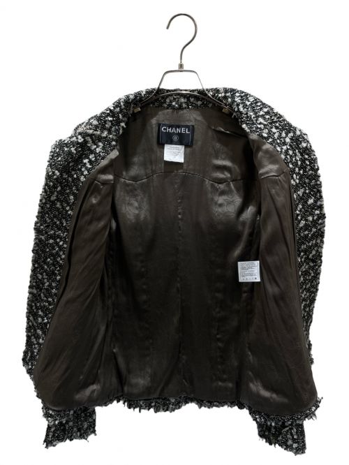 CHANEL（シャネル）CHANEL (シャネル) Coco button tweed jacket ブラック×ホワイト サイズ:36の古着・服飾アイテム