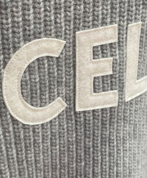 CELINE（セリーヌ）CELINE (セリーヌ) オーバーサイズ ロゴ リブ編セーター グレー サイズ:Mの古着・服飾アイテム