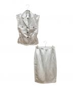 CELINEセリーヌ）の古着「linen silkSet Up(リネンシルクセットアップ)」｜ライトグレー