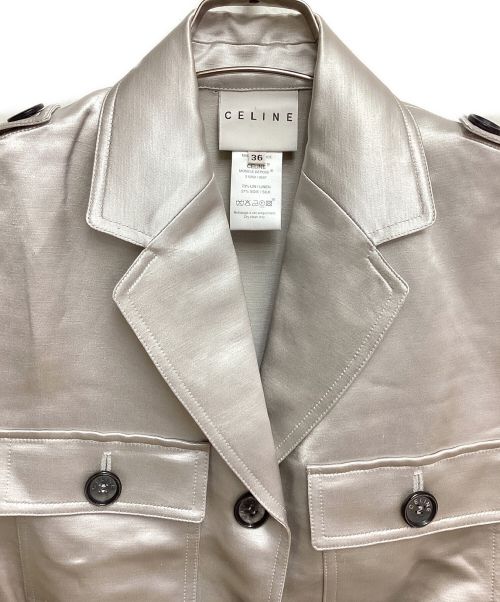 CELINE（セリーヌ）CELINE (セリーヌ) linen silkSet Up(リネンシルクセットアップ) ライトグレー サイズ:36の古着・服飾アイテム