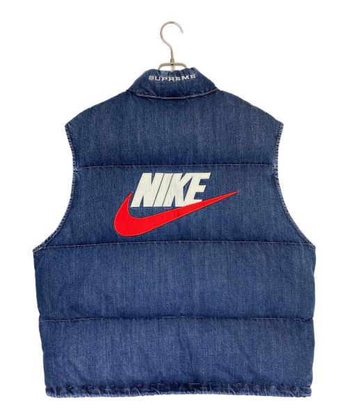 NIKE（ナイキ）NIKE (ナイキ) SUPREME (シュプリーム) Denim Puffer Vest インディゴ サイズ:Lの古着・服飾アイテム