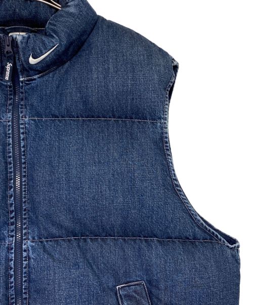 NIKE（ナイキ）NIKE (ナイキ) SUPREME (シュプリーム) Denim Puffer Vest インディゴ サイズ:Lの古着・服飾アイテム
