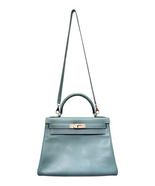 HERMES（エルメス）HERMES (エルメス) ケリー28 内縫い/シルバー金具/ヴォースイフト/ブルー系/□C刻印 ブルー系 サイズ:28の古着・服飾アイテム