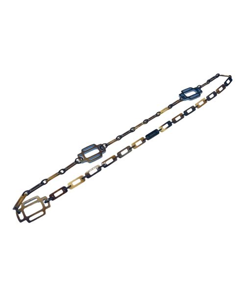 HERMES（エルメス）HERMES (エルメス) HORN AND LAQUER ラッカー リズム ネックレス ブラウン×ブルー サイズ:90.0cmの古着・服飾アイテム