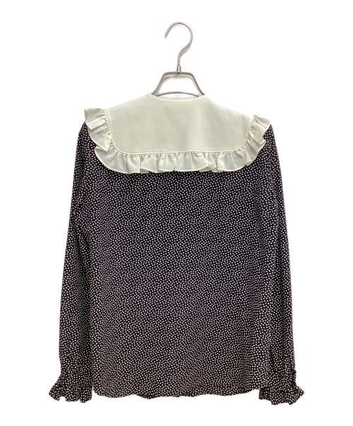 Saint Laurent Paris（サンローランパリ）Saint Laurent Paris (サンローランパリ) ドット柄シルクブラウス ブラック×ホワイト サイズ:34の古着・服飾アイテム