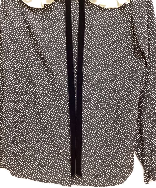 Saint Laurent Paris（サンローランパリ）Saint Laurent Paris (サンローランパリ) ドット柄シルクブラウス ブラック×ホワイト サイズ:34の古着・服飾アイテム