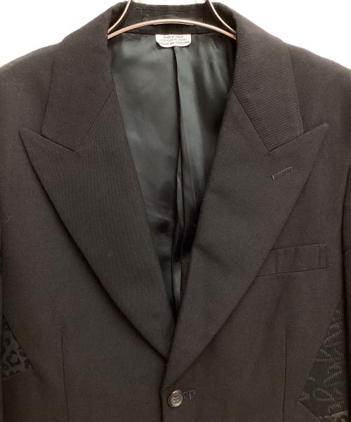 COMME des GARCONS HOMME PLUS（コムデギャルソンオムプリュス）COMME des GARCONS HOMME PLUS (コムデギャルソンオムプリュス) 総柄切り替えチェスターコート ブラック サイズ:Sの古着・服飾アイテム