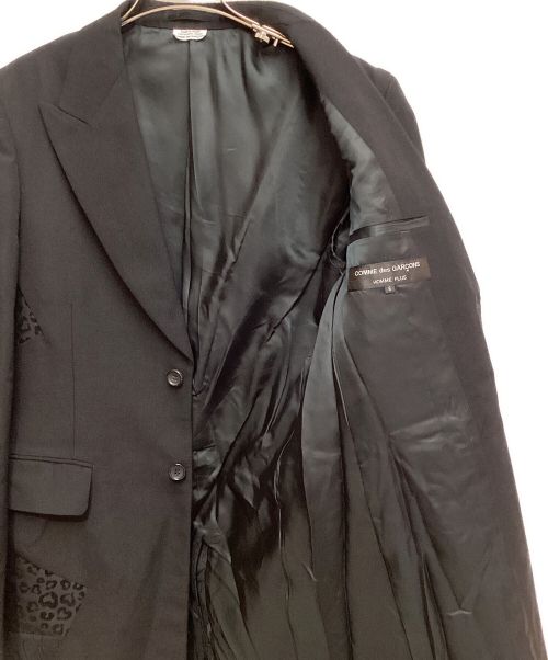 COMME des GARCONS HOMME PLUS（コムデギャルソンオムプリュス）COMME des GARCONS HOMME PLUS (コムデギャルソンオムプリュス) 総柄切り替えチェスターコート ブラック サイズ:Sの古着・服飾アイテム