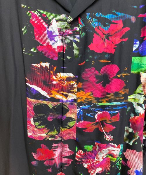 Yohji Yamamoto pour homme（ヨウジヤマモト プールオム）Yohji Yamamoto pour homme (ヨウジヤマモト プールオム) フラシPKB・花　オープンカラーシャツ ブラック サイズ:2の古着・服飾アイテム