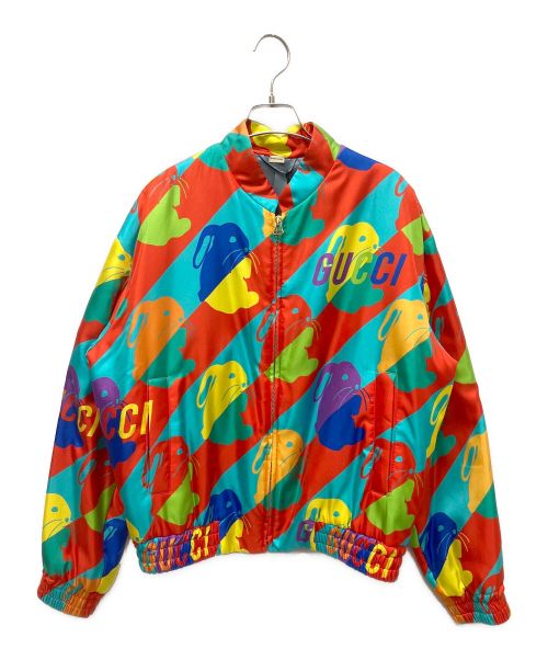 GUCCI（グッチ）GUCCI (グッチ) バニープリント シルクジップジャケット マルチカラー サイズ:44の古着・服飾アイテム