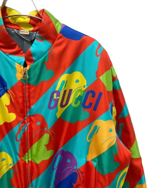 GUCCI（グッチ）GUCCI (グッチ) バニープリント シルクジップジャケット マルチカラー サイズ:44の古着・服飾アイテム