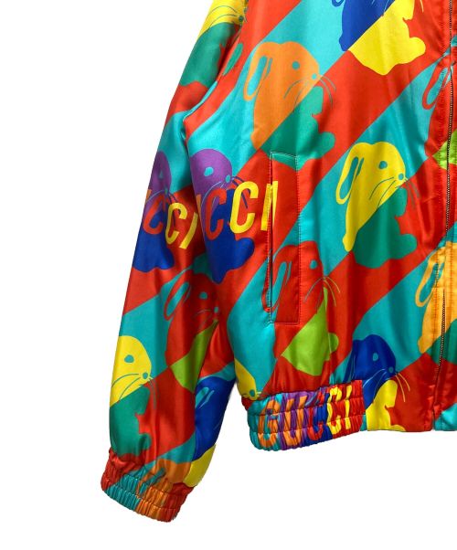 GUCCI（グッチ）GUCCI (グッチ) バニープリント シルクジップジャケット マルチカラー サイズ:44の古着・服飾アイテム