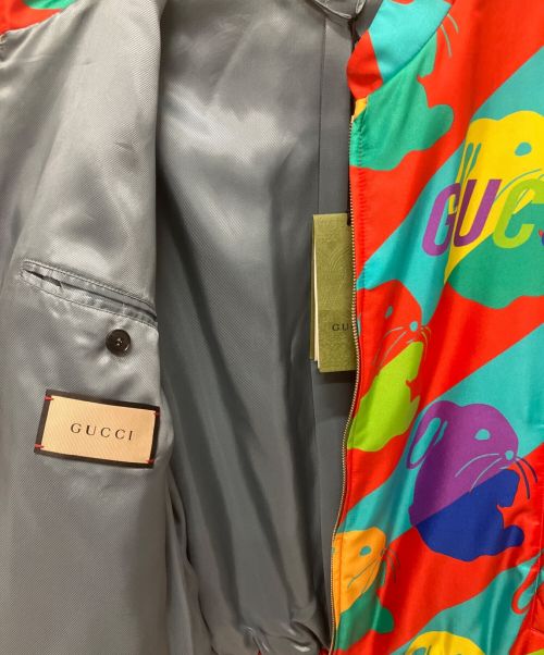 GUCCI（グッチ）GUCCI (グッチ) バニープリント シルクジップジャケット マルチカラー サイズ:44の古着・服飾アイテム
