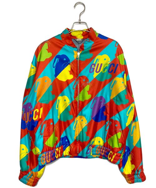 GUCCI（グッチ）GUCCI (グッチ) バニー プリント ツイル ジップジャケット マルチカラー サイズ:44の古着・服飾アイテム