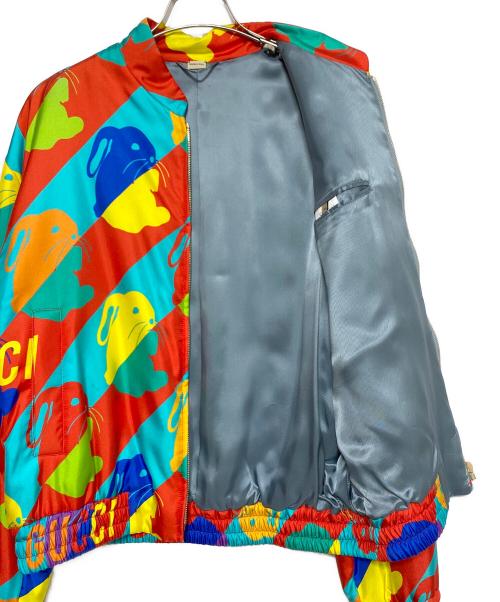 GUCCI（グッチ）GUCCI (グッチ) バニー プリント ツイル ジップジャケット マルチカラー サイズ:44の古着・服飾アイテム