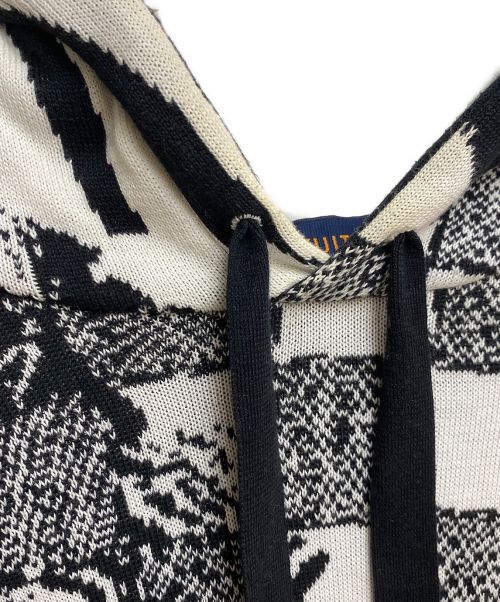 LOUIS VUITTON（ルイ ヴィトン）LOUIS VUITTON (ルイ ヴィトン) パリコラージュジャカードフーディパーカー ブラック×ホワイト サイズ:Mの古着・服飾アイテム