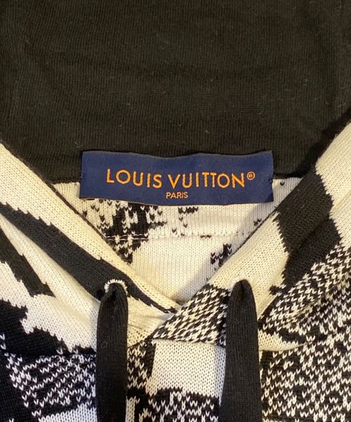 LOUIS VUITTON（ルイ ヴィトン）LOUIS VUITTON (ルイ ヴィトン) パリコラージュジャカードフーディパーカー ブラック×ホワイト サイズ:Mの古着・服飾アイテム