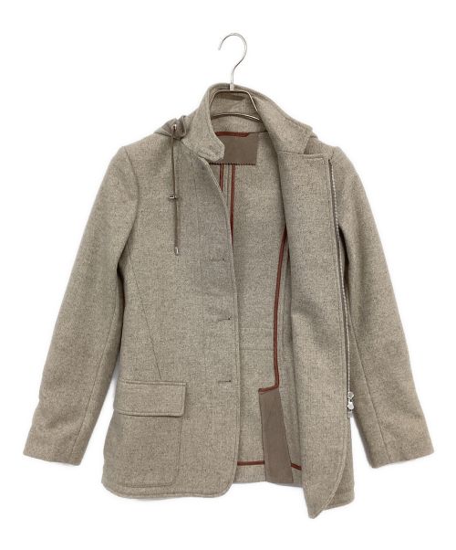 LORO PIANA（ロロピアーナ）LORO PIANA (ロロピアーナ) ロロピアーナカシミヤ エルボーパッチダブルジップフードコート  アイボリー サイズ:38の古着・服飾アイテム