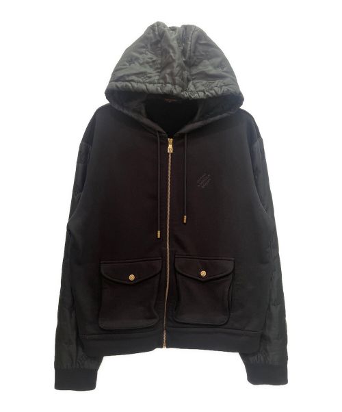 LOUIS VUITTON（ルイ ヴィトン）LOUIS VUITTON (ルイ ヴィトン) Hybrid Zipped Signature Hoodie/ハイブリッドジップ シグネチャー フーディ ブルゾン/24SS ブラック サイズ:Lの古着・服飾アイテム