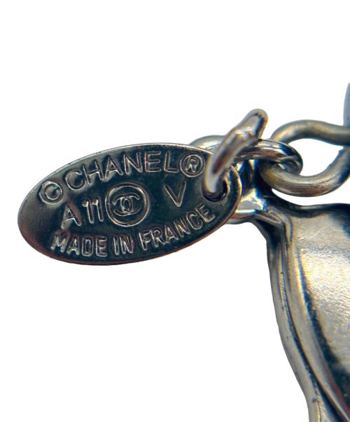 CHANEL（シャネル）CHANEL (シャネル) CHANEL ココマーク フェイクパール 2連ロングネックレス ブラック×シルバー サイズ:120.0cmの古着・服飾アイテム