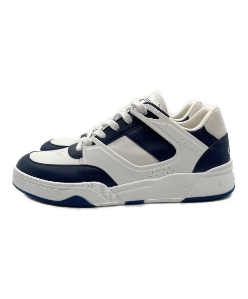 CELINE（セリーヌ）CELINE (セリーヌ) CT-07 CELINE レースアップ ロースニーカー ホワイト×ネイビー サイズ:43の古着・服飾アイテム