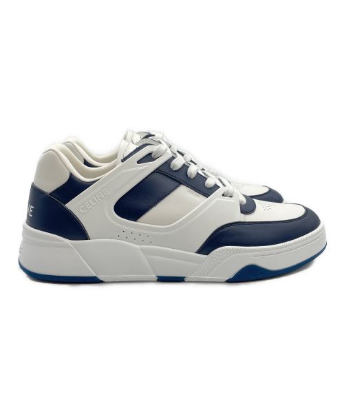 CELINE（セリーヌ）CELINE (セリーヌ) CT-07 CELINE レースアップ ロースニーカー ホワイト×ネイビー サイズ:43の古着・服飾アイテム