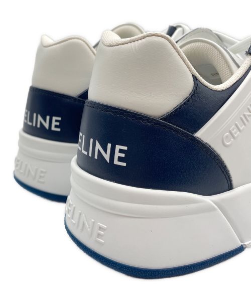 CELINE（セリーヌ）CELINE (セリーヌ) CT-07 CELINE レースアップ ロースニーカー ホワイト×ネイビー サイズ:43の古着・服飾アイテム