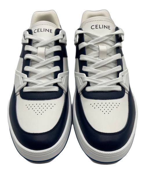 CELINE（セリーヌ）CELINE (セリーヌ) CT-07 CELINE レースアップ ロースニーカー ホワイト×ネイビー サイズ:43の古着・服飾アイテム