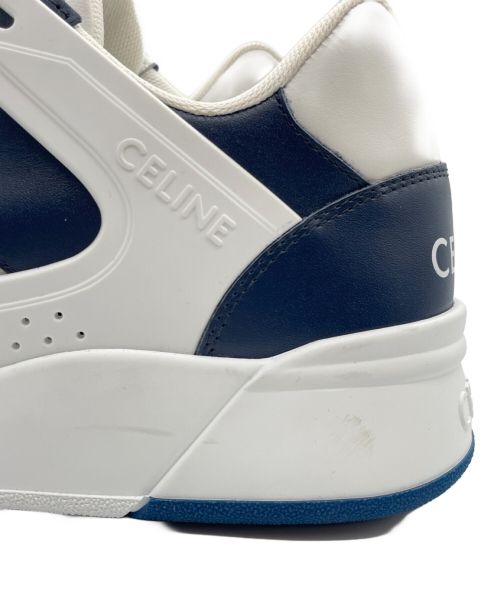 CELINE（セリーヌ）CELINE (セリーヌ) CT-07 CELINE レースアップ ロースニーカー ホワイト×ネイビー サイズ:43の古着・服飾アイテム