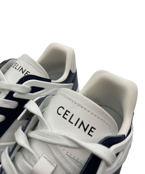 CELINE（セリーヌ）CELINE (セリーヌ) CT-07 CELINE レースアップ ロースニーカー ホワイト×ネイビー サイズ:43の古着・服飾アイテム