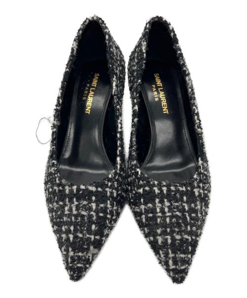 Saint Laurent Paris（サンローランパリ）Saint Laurent Paris (サンローランパリ) ツイードパンプス ブラック サイズ:37の古着・服飾アイテム