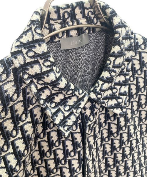 Dior（ディオール）Dior (ディオール) Dior Oblique Overshirt オブリーク オーバーシャツ ニット ネイビー サイズ:Mの古着・服飾アイテム