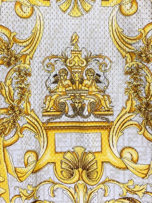 FENDI（フェンディ）FENDI (フェンディ) VERSACE (ヴェルサーチ) 総柄カットソー ホワイト×ゴールド サイズ:Sの古着・服飾アイテム