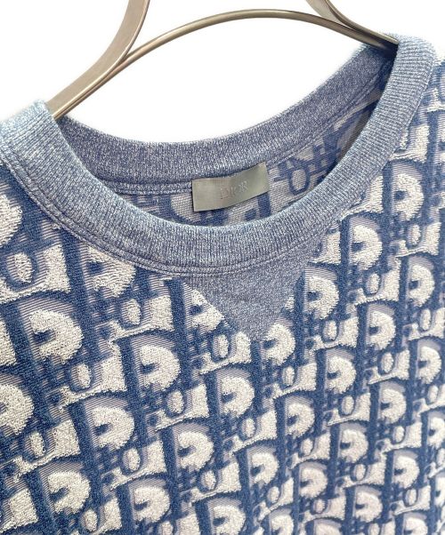 Dior（ディオール）Dior (ディオール) Dior Oblique パイル地 カットソー ブルー サイズ:Lの古着・服飾アイテム