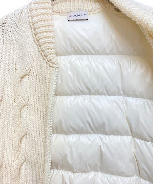 MONCLER（モンクレール）MONCLER (モンクレール) ケーブルニット切替ダウンジャケット アイボリー サイズ:XSの古着・服飾アイテム