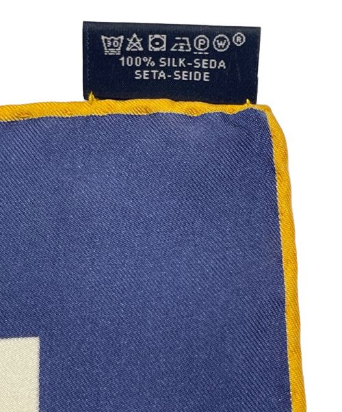 HERMES（エルメス）HERMES (エルメス) カレ ウォッシュ 90 LES LEOPARDS MODERNES アイボリー×ネイビー サイズ:90の古着・服飾アイテム