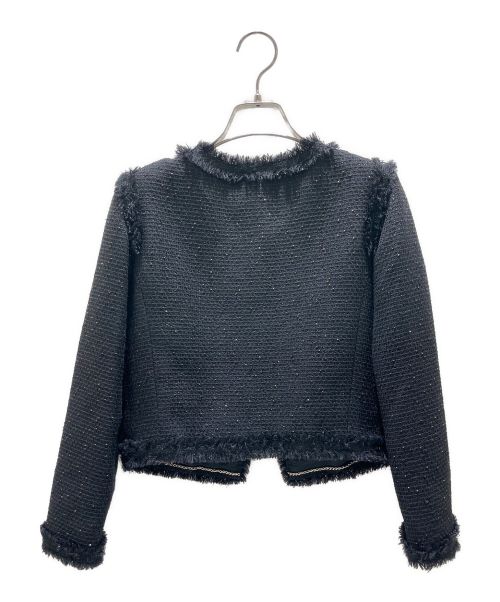 CHANEL（シャネル）CHANEL (シャネル) ココボタンノーカラーツイードジャケット ブラック サイズ:34の古着・服飾アイテム