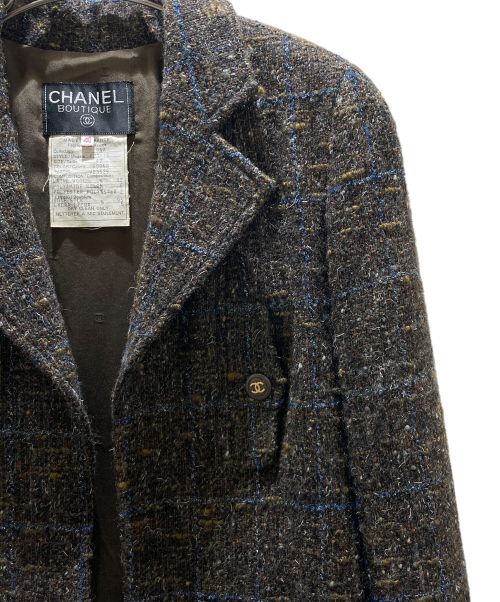 CHANEL（シャネル）CHANEL (シャネル) ココボタンツイードチェスターコート ブラウン サイズ:40の古着・服飾アイテム
