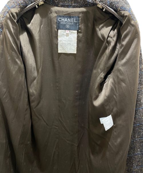 CHANEL（シャネル）CHANEL (シャネル) ココボタンツイードチェスターコート ブラウン サイズ:40の古着・服飾アイテム