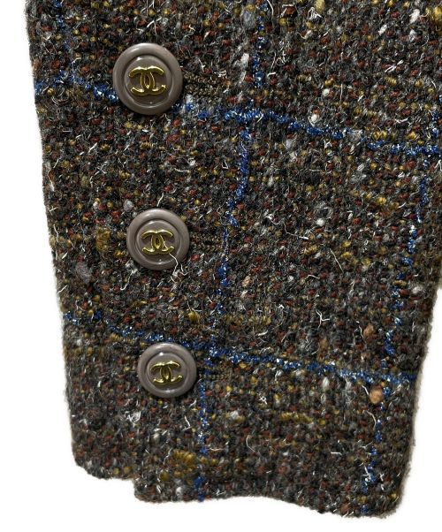 CHANEL（シャネル）CHANEL (シャネル) ココボタンツイードチェスターコート ブラウン サイズ:40の古着・服飾アイテム