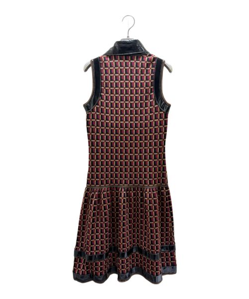 CHANEL（シャネル）CHANEL (シャネル) ビッグカラーチェックワンピース レッッド×ブラウン サイズ:36の古着・服飾アイテム