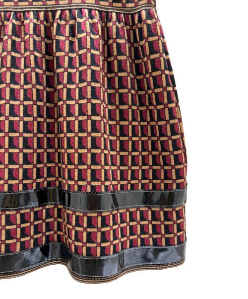 CHANEL（シャネル）CHANEL (シャネル) ビッグカラーチェックワンピース レッッド×ブラウン サイズ:36の古着・服飾アイテム
