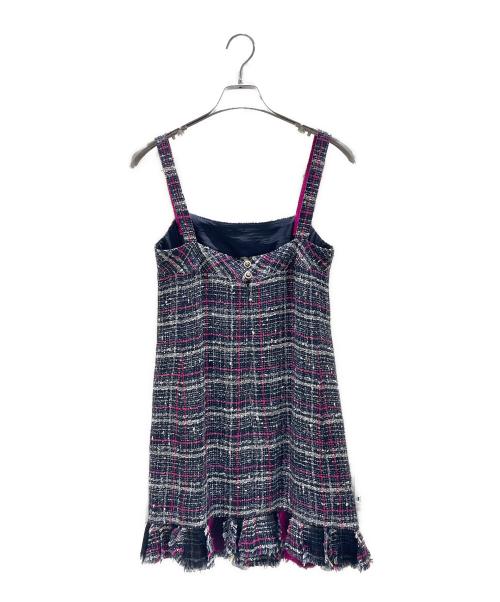 CHANEL（シャネル）CHANEL (シャネル) ツイードキャミソールワンピース グレー×ピンク サイズ:36の古着・服飾アイテム