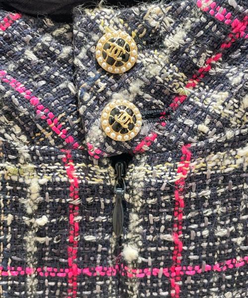 CHANEL（シャネル）CHANEL (シャネル) ツイードキャミソールワンピース グレー×ピンク サイズ:36の古着・服飾アイテム